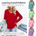 thumbnail image 1 of HongQid Womens T Shirts V Neck Long Sleeve Tshirt Basic Tee Curved Hem Tops Layering Clothes Casual Pullover Tees Spring Fall Daily Solid Lightweight Top, 1 of 6