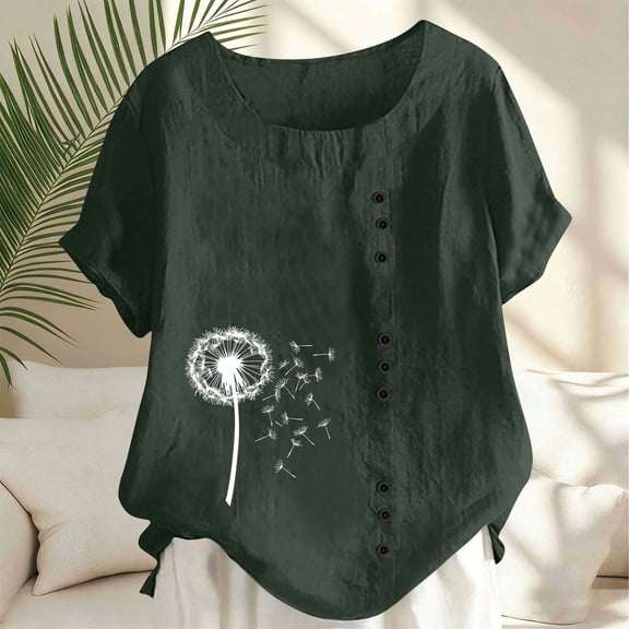 HongQid Womens Tops Casual Summer Boho T Shirts Tee Loose Fit Short Sleeve Floral Blouses