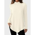 thumbnail image 1 of HongQid Womens Tunic Tops Mock Neck Long Sleeve Shirts Fall Sweaters Side Split High Low Hemline, 1 of 6
