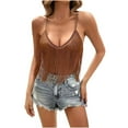 thumbnail image 1 of HongQid Womens Western Cowgirl Fringe Top - Country Concert Outfits Festival Tassel Hem Boho Rodeo Camisole Rave Tank Shirt, 1 of 9