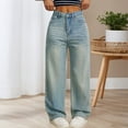 thumbnail image 1 of HongQid Womens Wide Leg Jeans Straight Leg Washed Denim Jeans Pants Boyfriend Jeans, 1 of 7