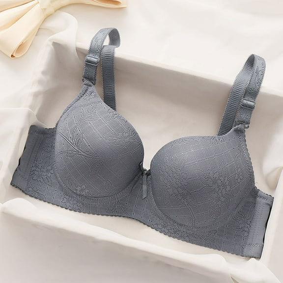 HongQid Womens Wireless Bras Comfortable Push Up Bra No Underwire Bra Full Support Lift Bralette Everyday Bras Gray L