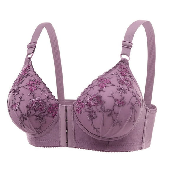 HongQid Womens Wireless Bras Front Close Push Up Bra No Underwire Bra Full Support Lift Bralette Everyday Seamless Bras