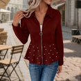 thumbnail image 1 of HongQid Womens Zip Up Tunic Sweatshirt Collar Neck Lightweight Jacket Cardigans, 1 of 5