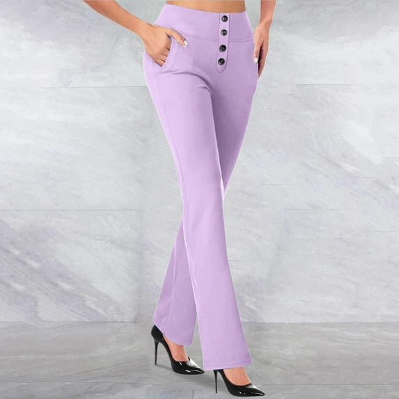 HongQid Wrinkle-Free Stretch Dress Pants for Women Pull-on Pant Ease into Comfort Office Pant