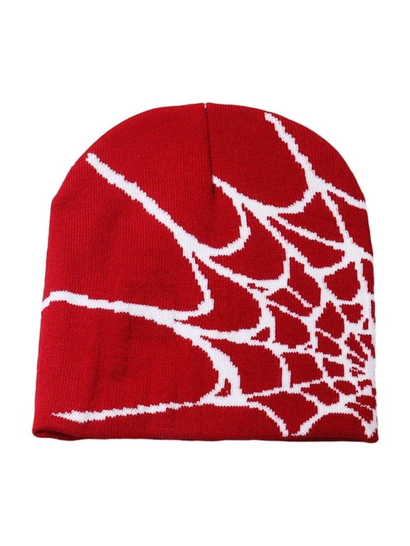 Y2K Gothic Spider Pattern Wool Acrylic Knitted Hat Women Beanie Winter Warm Beanies Men Casual Skullies Outdoor