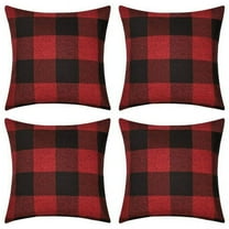 Hongan 4Pack Christmas Pillow Covers Buffalo Check Plaid Throw Decorative Cushion Case Polyester for Farmhouse Home Decor Red and Black, 18" x 18"