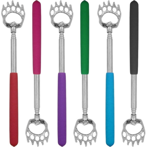 Hongan 6 Pcs Telescoping Back Scratchers with Bear Claw Design and Extendable Handle for the Old Adults Men Women, Multi Color