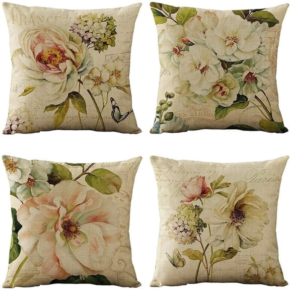 Hongan Vintage Pillow Covers 18 x 18 inch, couch pillows Set of 4 clearance，outdoor pillows clearance，decor pillows for couch