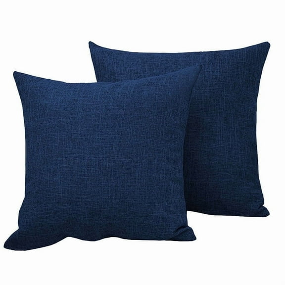 Hongan Throw Pillow Cover Yellow Decorative Couch Pillow Case Home Rustic Linen Square Pillow Covers for Home Sofa Decoration 18" *18" 2 Pack Dark Blue