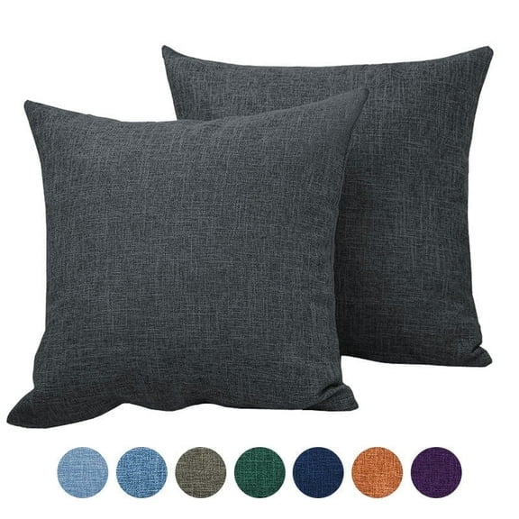 Hongan Throw Pillow Cover Yellow Decorative Couch Pillow Case Home Rustic Linen Square Pillow Covers for Home Sofa Decoration 18" *18" 2 Pack Dark Gray