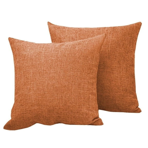 Hongan Throw Pillow Cover Yellow Decorative Couch Pillow Case Home Rustic Linen Square Pillow Covers for Home Sofa Decoration 18" *18" 2 Pack Orange