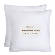 Hongan Throw Pillows Insert (Pack of 2, White) - 18 x 18 Inches Bed and Couch Pillows - Indoor Decorative Pillow Couch Cushion