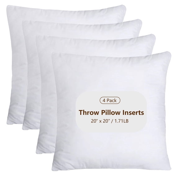 Hongan 20 x 20 PP Cotton Decorative Pillow Inserts, Breathable (4 Count)