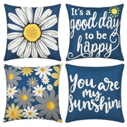 Hongan decorative throw pillow set, 18" x 18", 4 pieces, blue