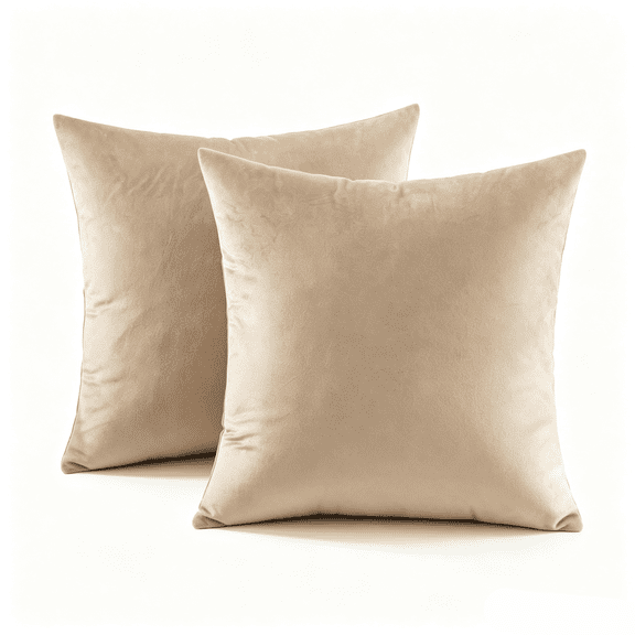 Hongan decorative throw pillow set, velvet pillow,18" x 18", 2 pieces, Light Yellow