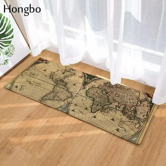 Hongbo Creative 3D Printed World Map Doormat Anti-slip Water Absorption Floor Mat for Bed Room Carpet Kitchen Mat Home Decor