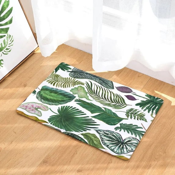 Hongbo Doormat Palm Leaf Flannel Kitchen Bathroom Anti Slip Rugs Home Entrance Floor Carpet Door Mat Decoration