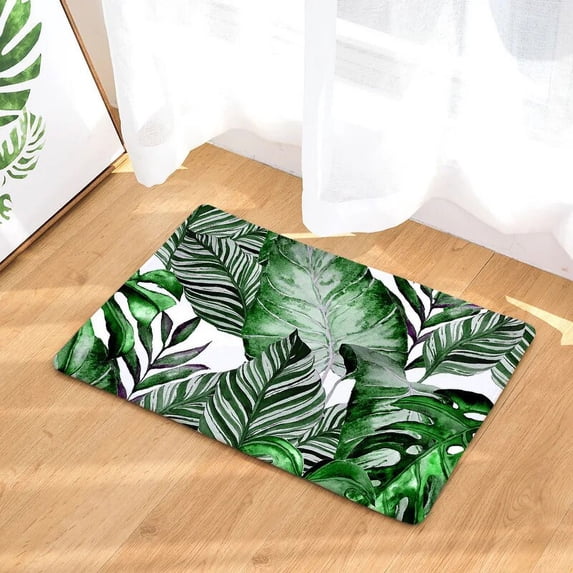 Hongbo Doormat Palm Leaf Flannel Kitchen Bathroom Anti Slip Rugs Home Entrance Floor Carpet Door Mat Decoration