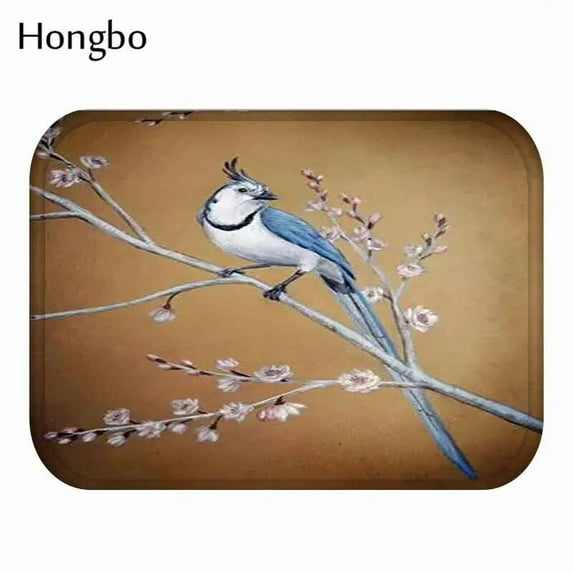 Hongbo Flower Tree Bird Pattern Anti-Slip Carpet Door Mat Doormat Outdoor Kitchen Living Room Floor Mat Rug