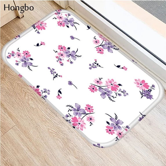 Hongbo New Creative Rugs Washable Beautiful Flower Floral Carpet Mats Bedroom Non-Slip Floor Mats Area Rug for Living Room