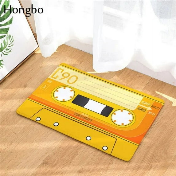 Hongbo Vintage Entrance Anti-Slip Doormat Magnetic Casset Tape Mix Tape Carpet Bedroom Rug Decorative Stair Mat felpudo deurmat