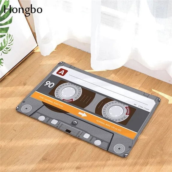 Hongbo Vintage Entrance Anti-Slip Doormat Magnetic Casset Tape Mix Tape Carpet Bedroom Rug Decorative Stair Mat felpudo deurmat