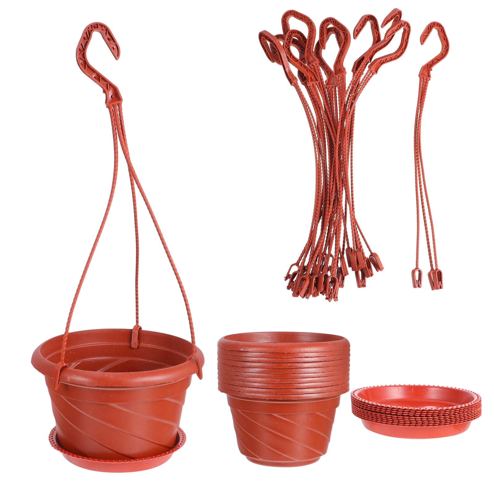 Hongchegh 10 Red Hanging Planter Basket with Drainage and Saucer for Ferns Ivy