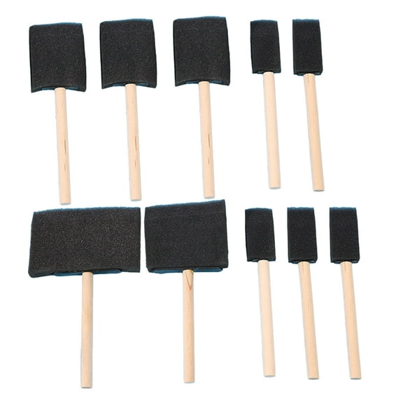 Hongchegh 10pcs Sponge Brush Wood Handle Paint Brush Lightweight Durable and Used for Acrylics Stains Varnishes Crafts Art