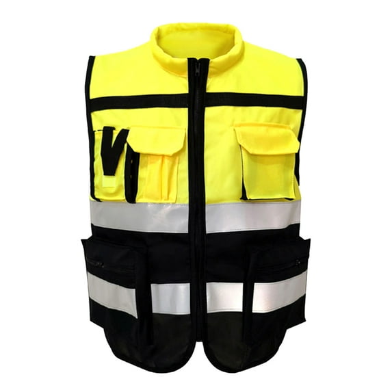 Hongchegh Cycling Night Vest Gear Reflective Traffic Vest Protection for Biking Running Jogging - Size XXL (Black and Yellow)