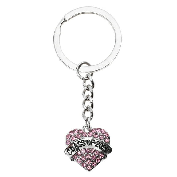 LABSERRON Heart Charm Keyring Pink Metal Keepsake For Youngsters Graduation Season 1Set 2.9x1.2in