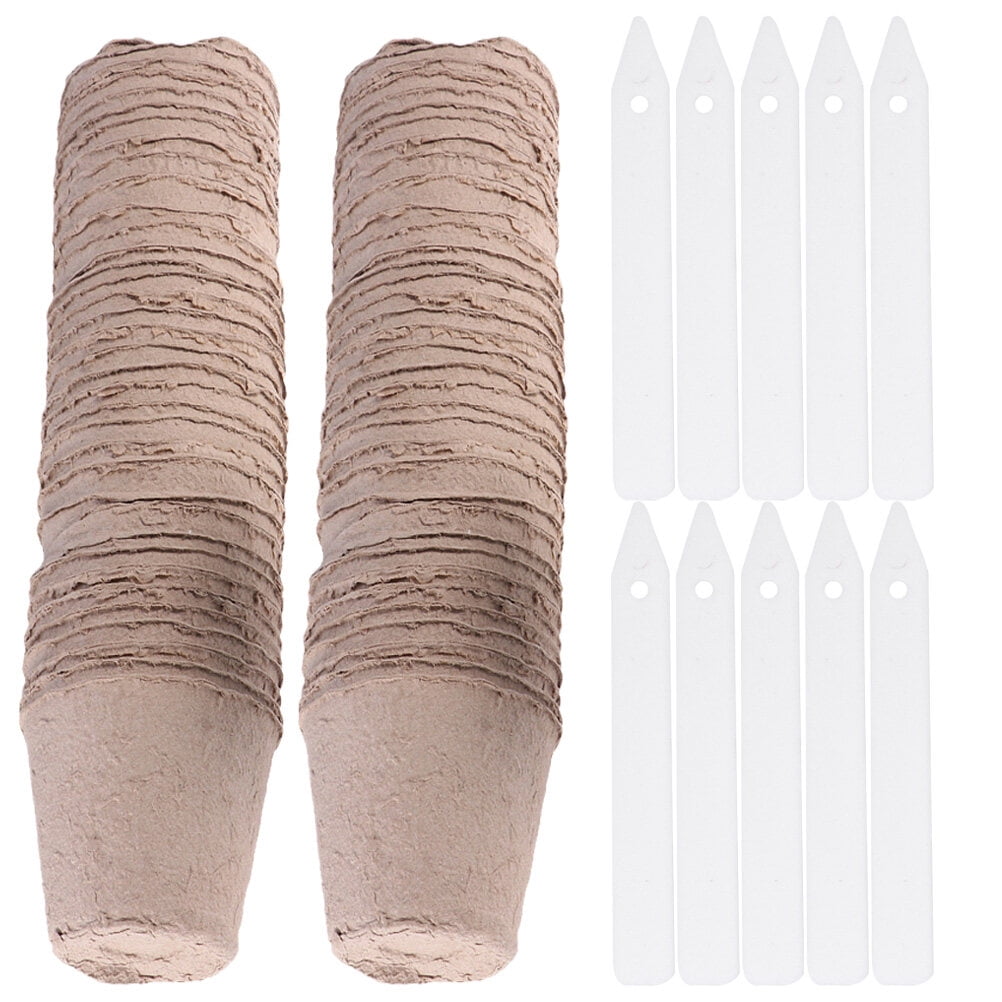 Hongchegh Pulp Cup 100pcs Pulp Pot Plant Starters Herb Nursery Cup Kit