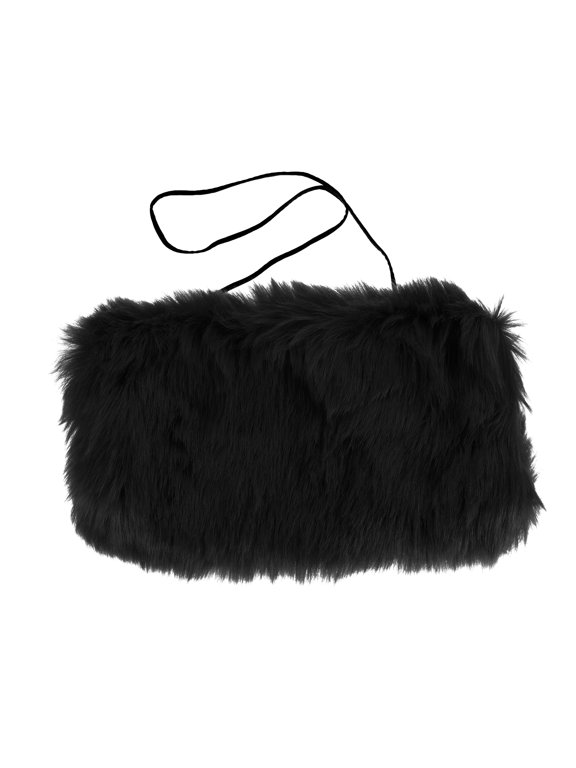 Hongchegh Winter Faux Fur Hand Warmer for Women/Girls - Portable Plush Muffler Pouch