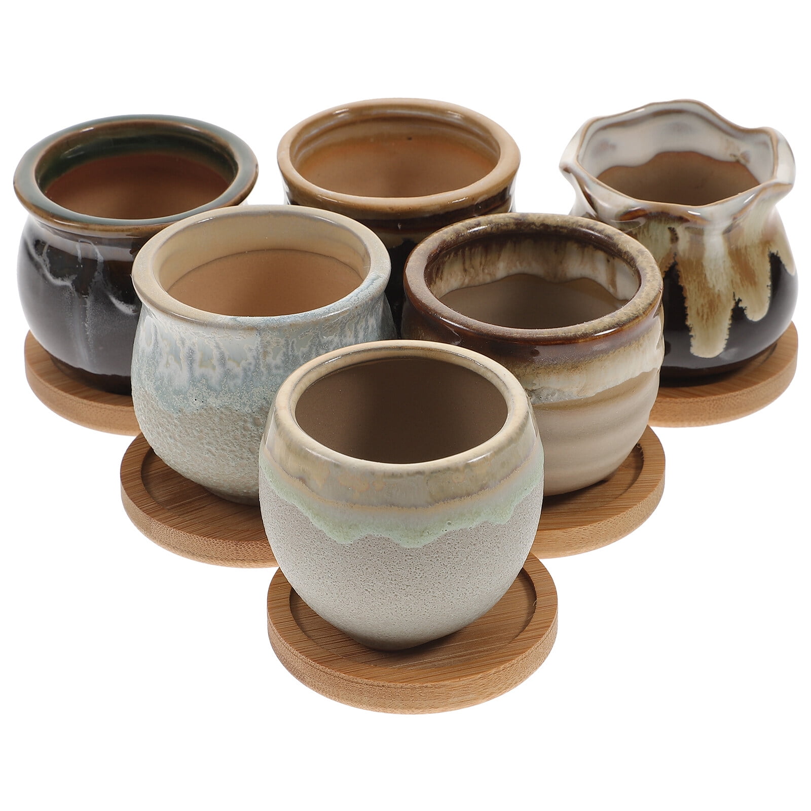 Hongchegh ceramic flower pot 6pcs Polished Succulent Pot Ceramic