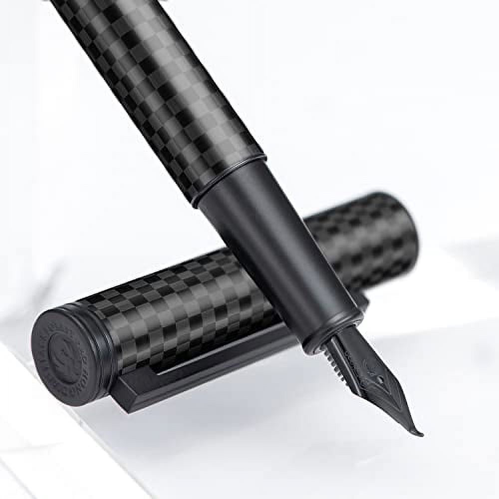 Hongdian Black Carbon Fiber .. Fountain Pen, Bent Nib .. Fude Pen for Calligraphy .. Writing