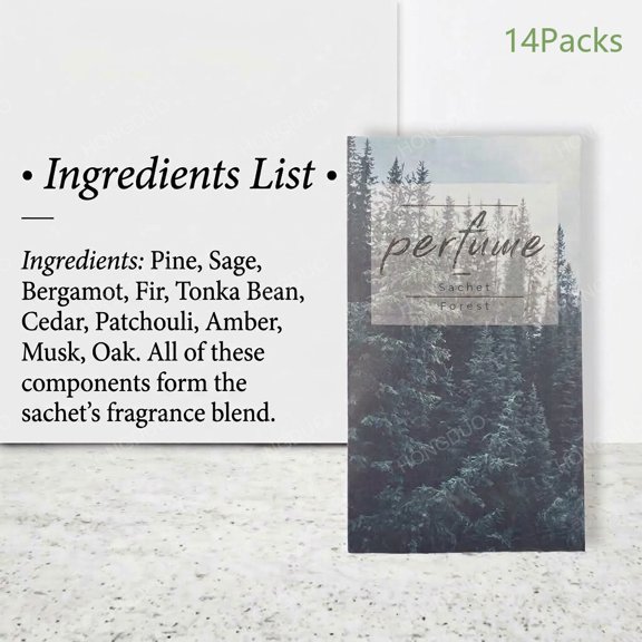 Hongduo Forest Scented Sachets, 14 Pack, 14g Fragrance Bags for Closets, Shoe Cabinets, Bedrooms, Bathrooms and Cars
