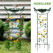 Hongland Metal Birdbath ,Plant Stake for Outdoor, 36 inch Height Garden Plant Trellis Bird Feeders with Honeybee-1 Pcs