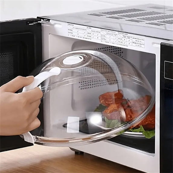 Honglin Microwave Splatter Cover For Food 10.5",Large Clear Microwave Splash Guard Cooker Lid With Handle,Dish Bowl Plate Serving Cover Home Kitchen Essential,Bpa-Free,Saft Plastic