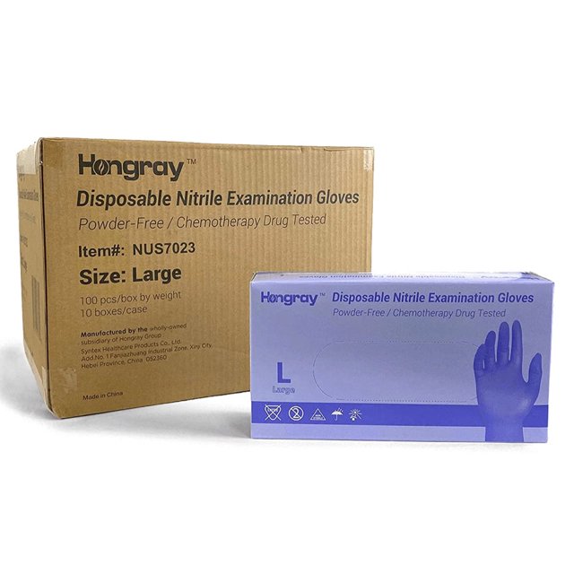 Hongray Blue Nitrile 4 mil Medical Exam Gloves, 510K, ASTM D6319