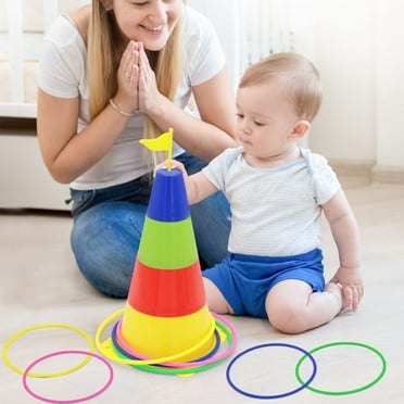 Hongssusuh Toy Kindergarten Game Competition Props Parent-child Interactive Throwing Set Circle Toy Set Tower Set Children's Outdoor Indoor Sports On Clearance