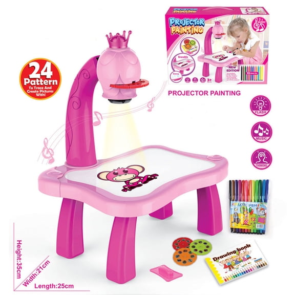 Hongssusuh Toys Drawing Projector Table for Kids, Paint Drawing Board with Light & Music, Smart Projector Sketcher Desk, Preschool Learning Kids Toys for Ages 5-7, Toddler Toys On Clearance