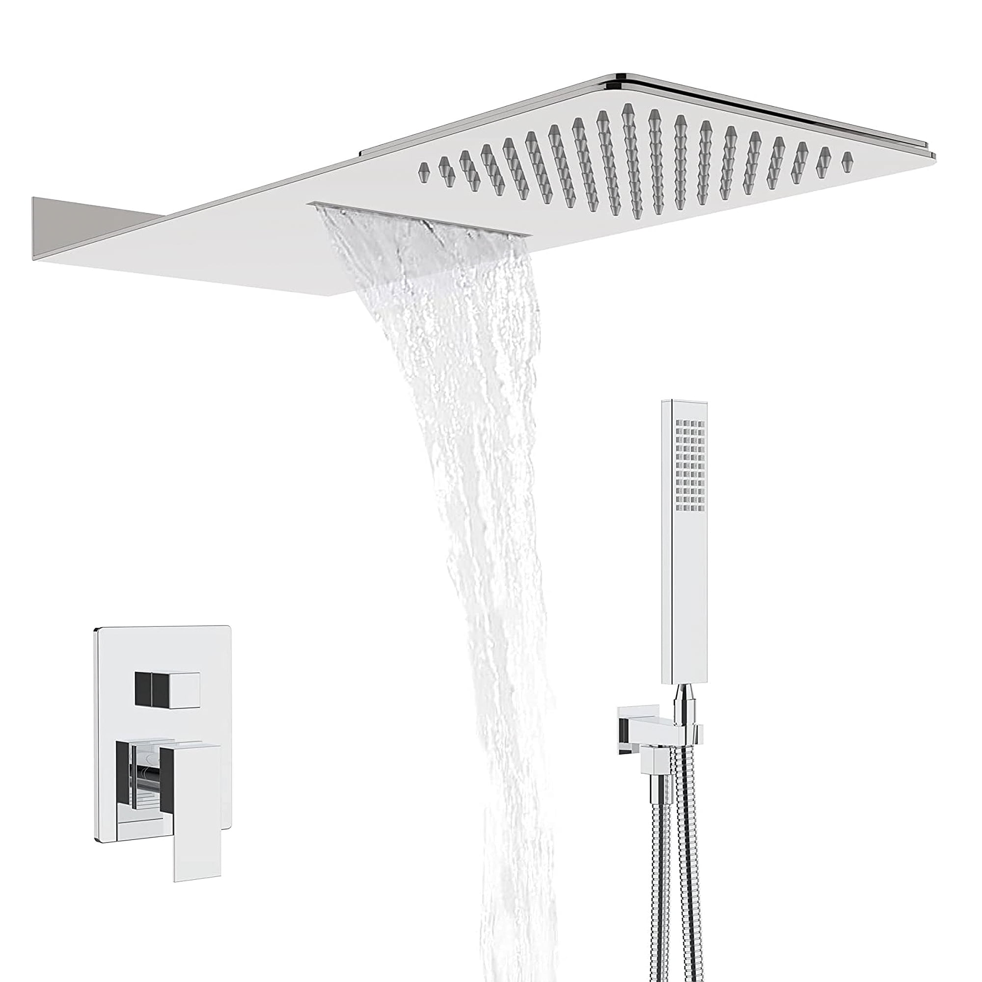 Hongtoo Stainless Steel Wall Mounted Rain Waterfall Shower Head