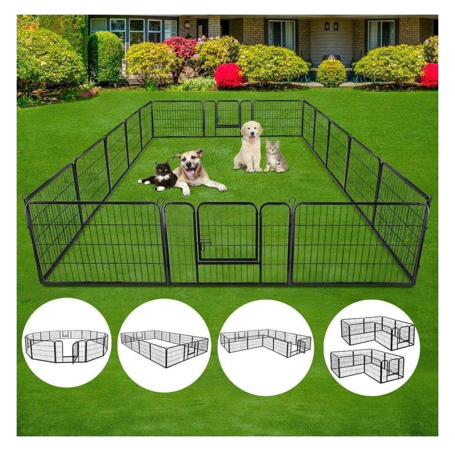 Hongwa 16 Panels Metal Dog Playpen, " Height Dog Fence Exercise Pen