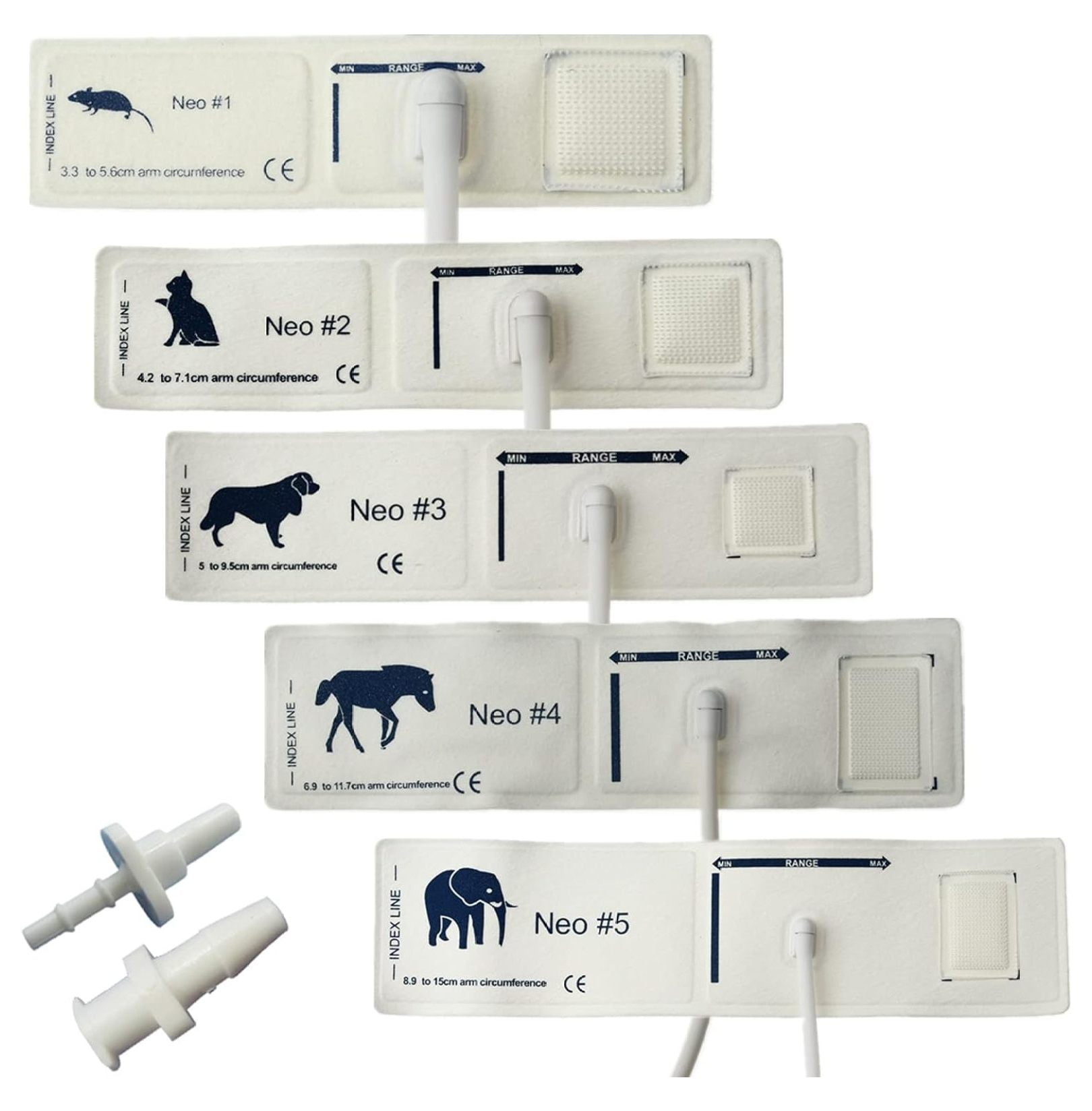 Hongwa 5 Pcs Veterinary Animal Blood Pressure Cuff,5 Different Sizes