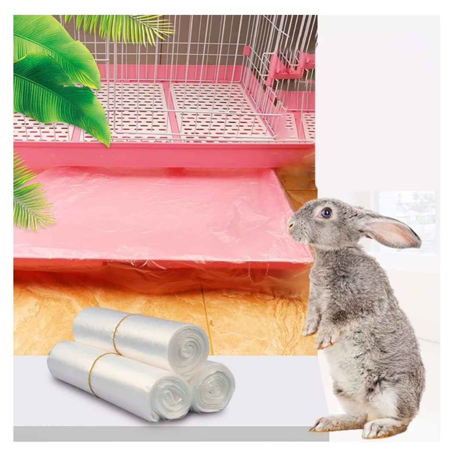 Hongwa 50 pcs Rabbit Cage Liners Disposable Small Plastic Mat Pet Disposable Mat Films for Bunny