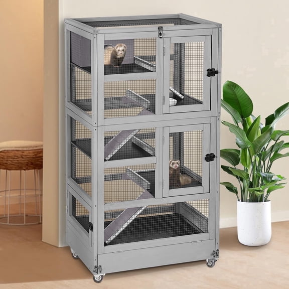 Aivituvin Ferret Cage Rat Cage 5 Levels Small Animal Cage for Chinchilla, Hedgehogs, Squirrel, Chameleon, Lizard, Gerbils Anti-Chewing