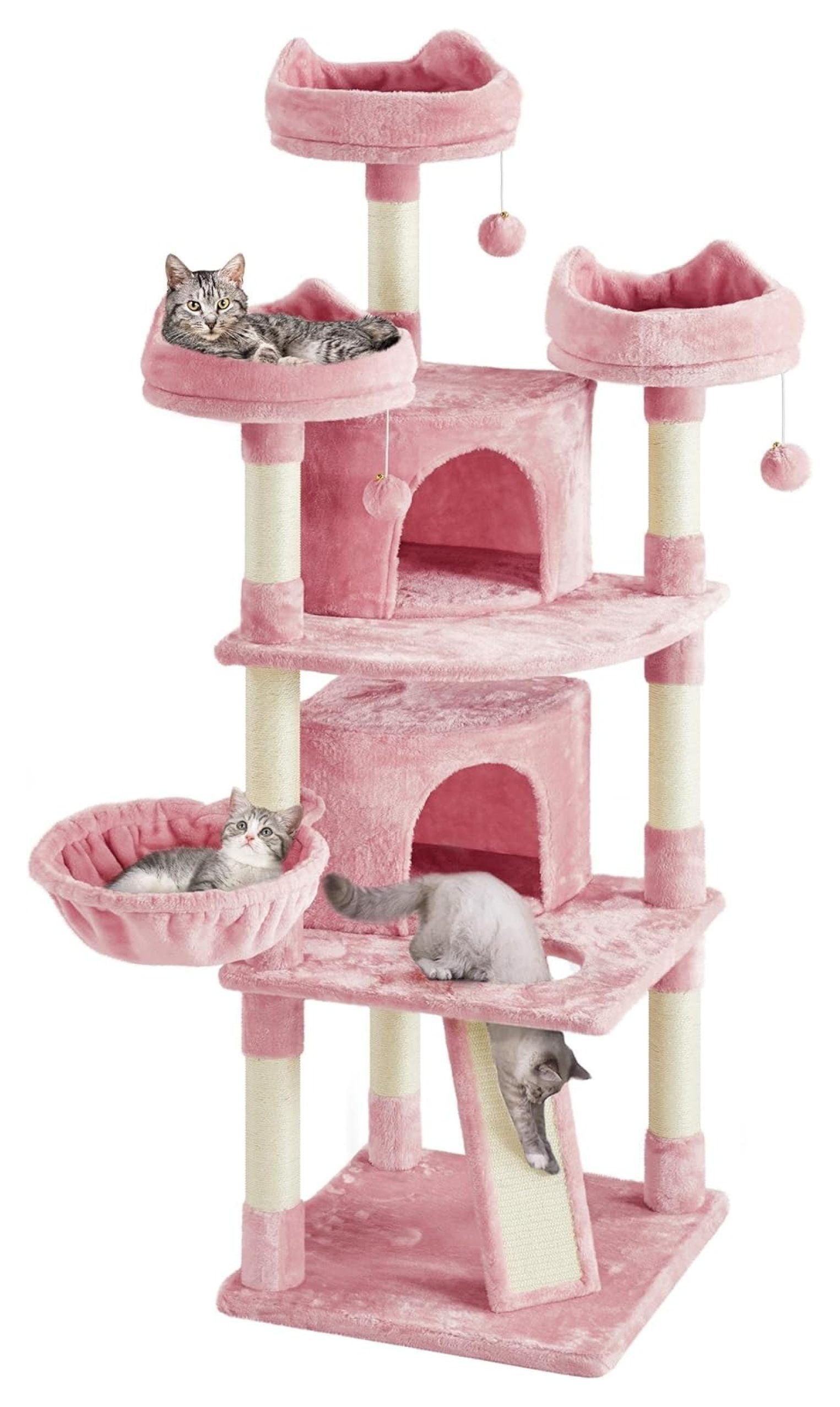 Hongwa Cat Tree Big Cat House Plush Cat Tower with Caves Condos, 69in ...