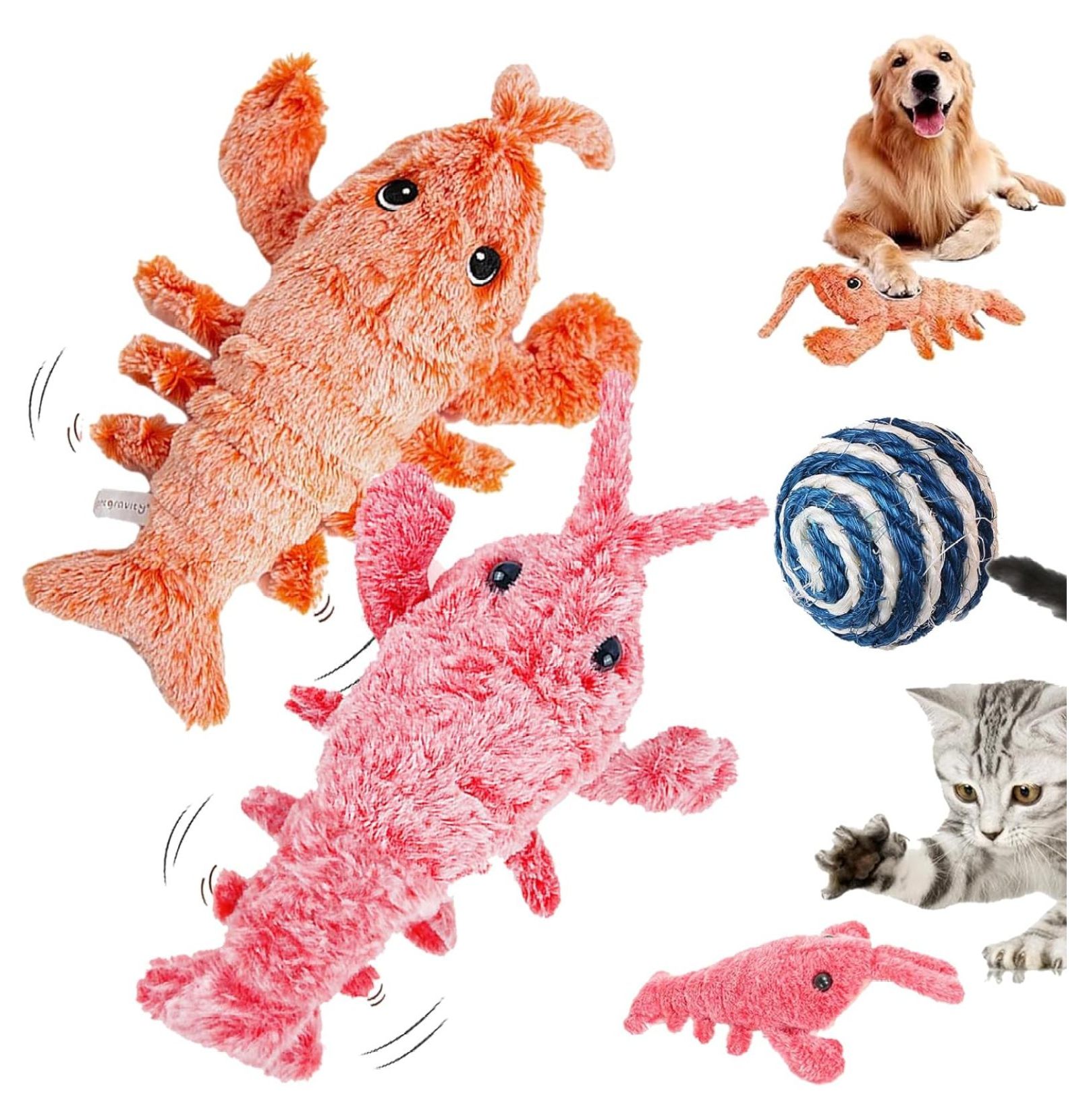 Hongwa Furry Fellow Interactive Dog Toy Lobster, Floppy Lobster