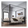 Hongwa King Metal Canopy Bed Frame w/Headboard Platform Mattress
