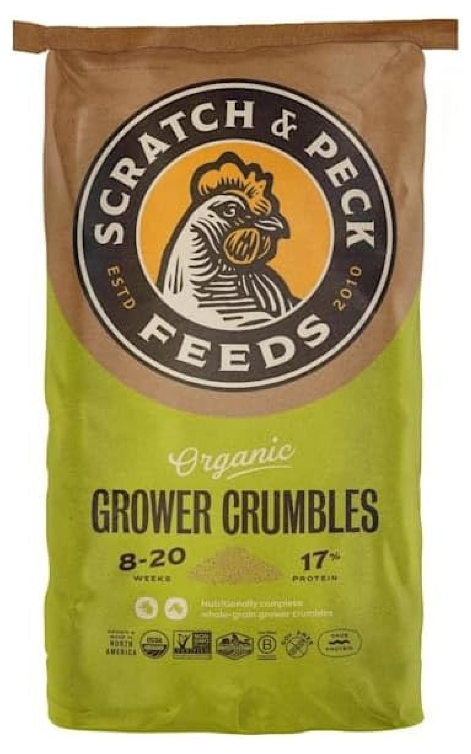 Hongwa Organic Grower Crumbles 25 Lbs Premium Chicken And Feed